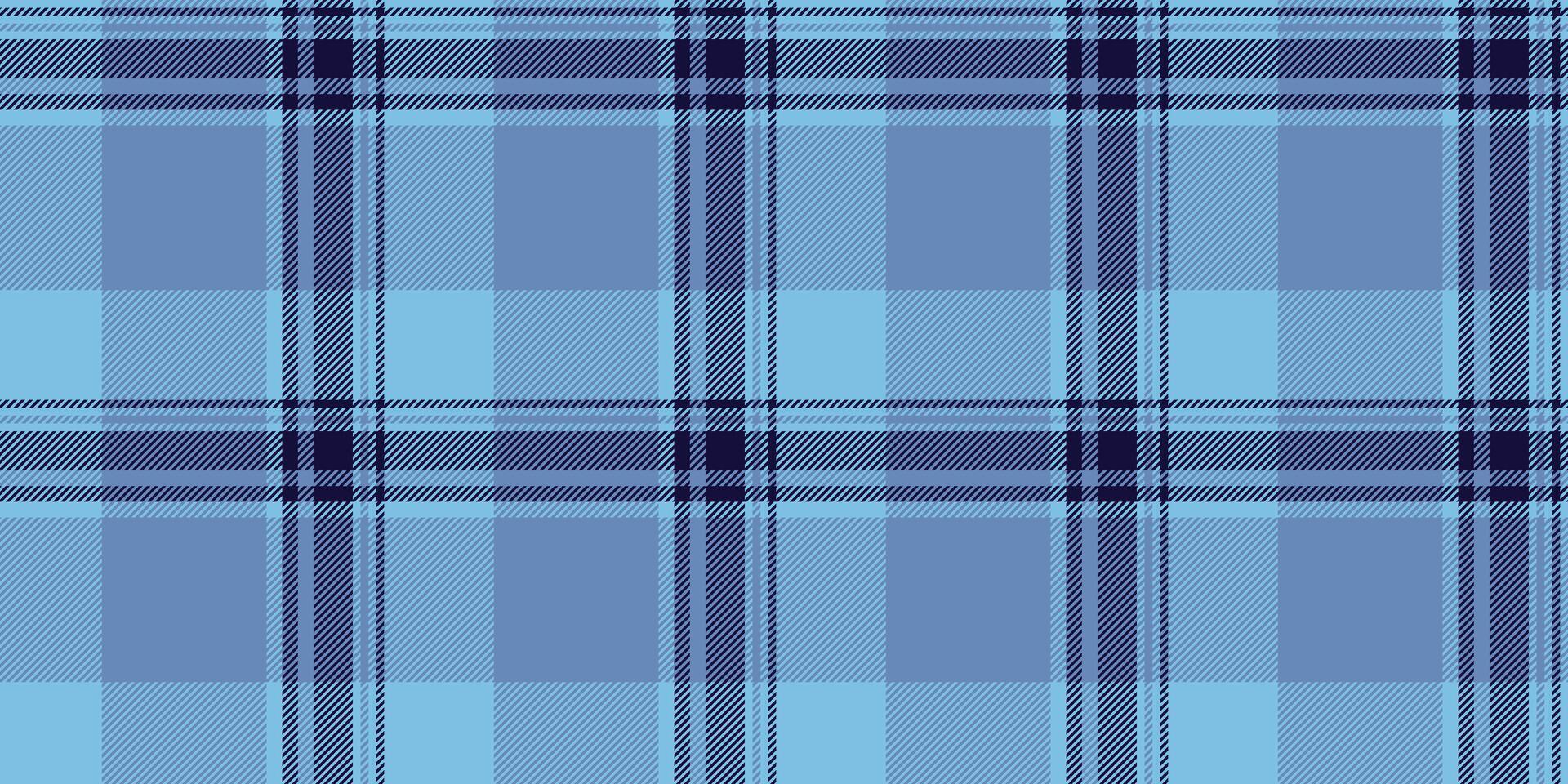Advertisement fabric tartan texture, window background seamless textile. Ribbon check plaid pattern in blue and cyan colors. vector