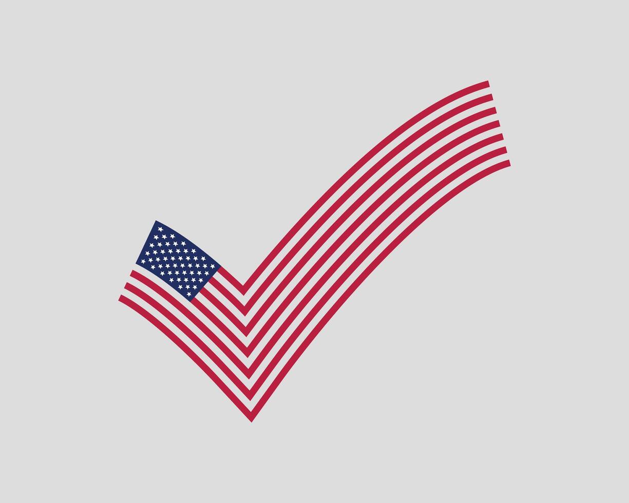 Check mark USA flag . Modern style United States of America symbol. American banner design element vector