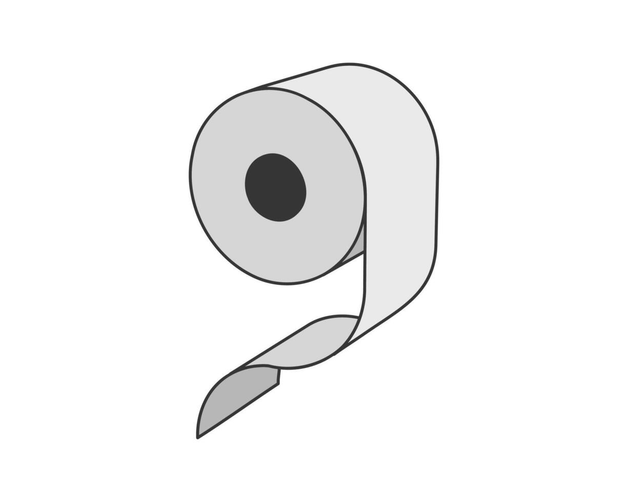 Toilet paper roll or tube icon design, template for wc. Bathroom hygiene icons, kitchen cleaning towel. Blank soft scroll product. vector
