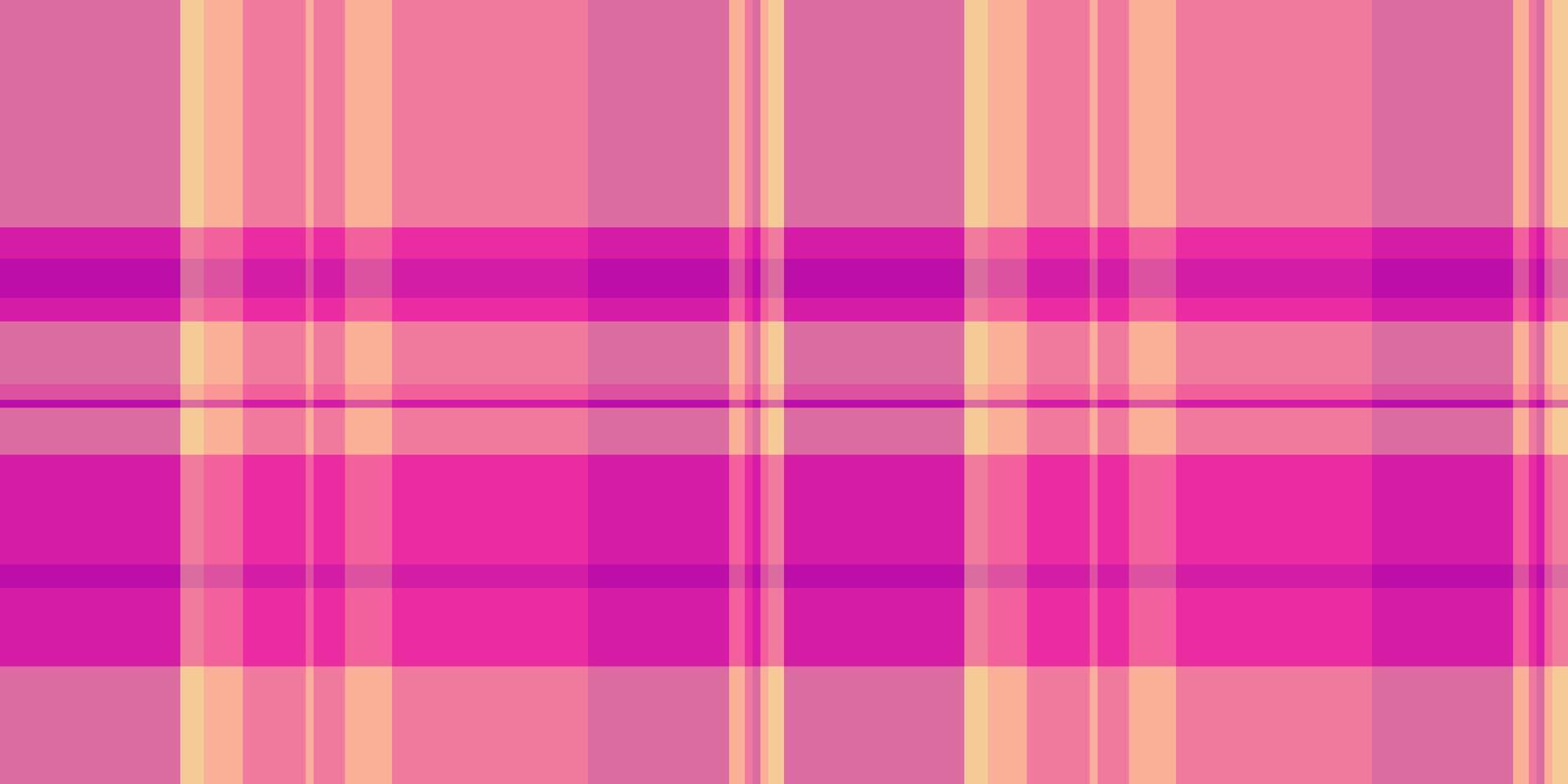 Part background fabric check, magenta seamless plaid texture. Grid pattern textile tartan in pink and orange colors. vector