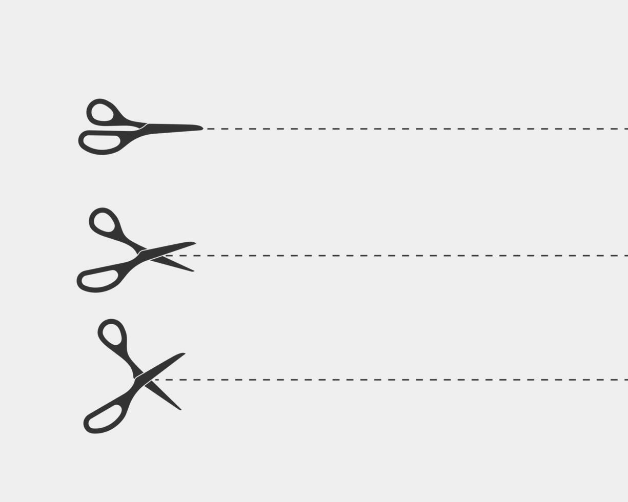Scissor icon. Scissors cut design element or logo template. Black and white silhouette isolated. vector
