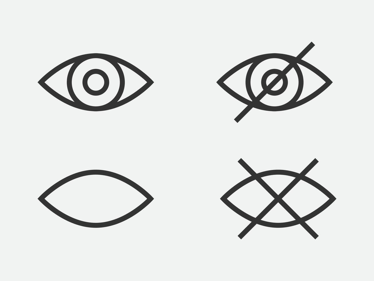 Set show password icon, eye symbol. vision hide from watch icon. Secret view web design element. vector