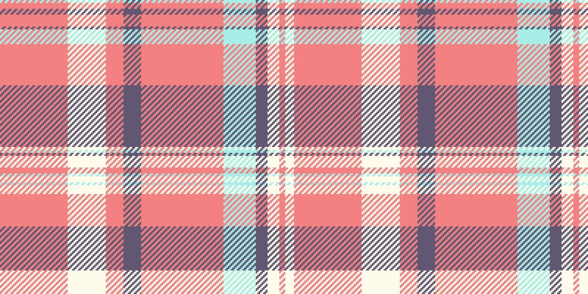 Copy space plaid check, rug pattern tartan background. Canvas textile seamless texture fabric in light coral and pastel colors. vector