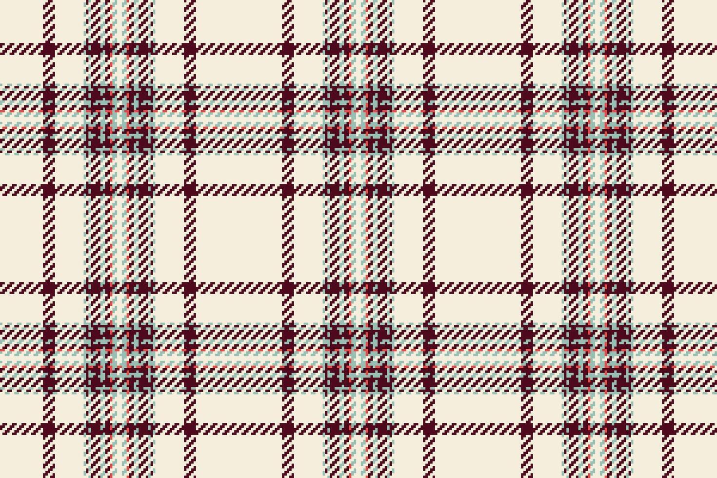 Towel background pattern textile, quilt seamless texture. Linear tartan check fabric plaid in antique white and red colors. vector