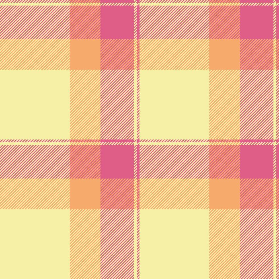 Multi plaid background texture, vivid fabric pattern . Satin check textile seamless tartan in yellow and red colors. vector