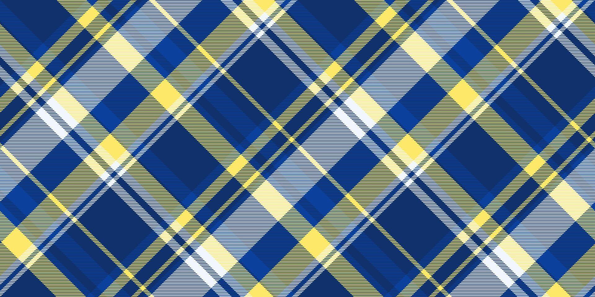 Many fabric plaid texture, harmony seamless background textile. Diwali tartan pattern check in blue and yellow colors. vector