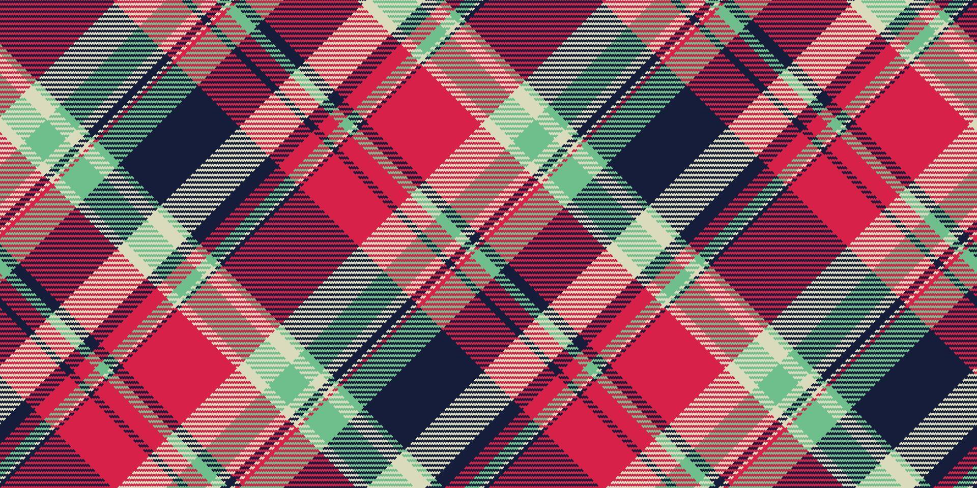 Fibrous textile check background, multicolor texture fabric plaid. Stylish seamless tartan pattern in red and dark colors. vector
