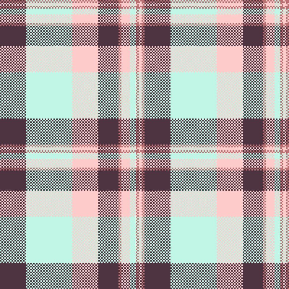 Dining room plaid tartan fabric, dimensional background textile. Collection seamless check pattern texture in light and pink colors. vector