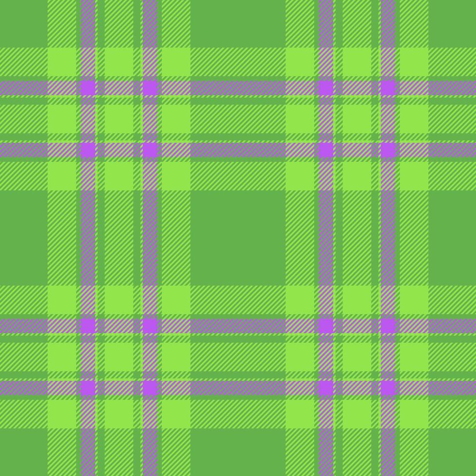 Apartment seamless plaid background, serene fabric check texture. Finish textile pattern tartan in green and violet colors. vector