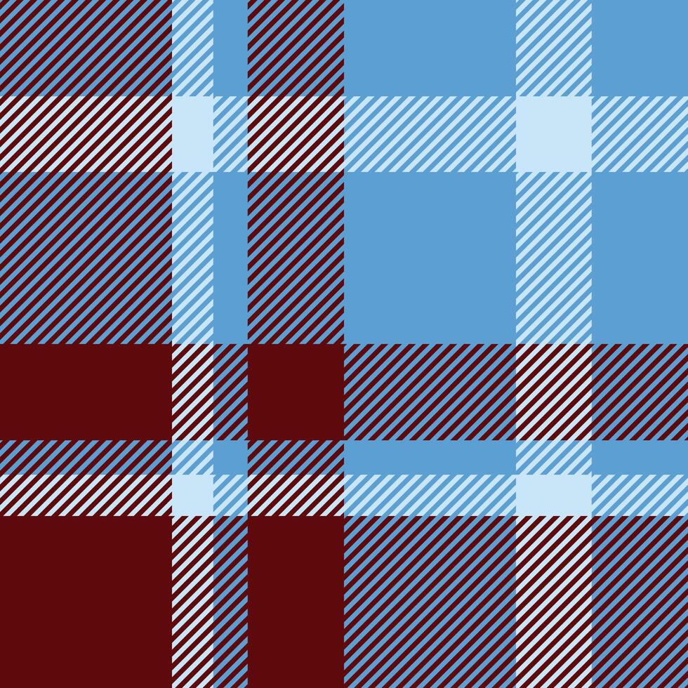 Cotton check texture background, 1950s tartan pattern. Age fabric plaid seamless textile in cyan and red colors. vector