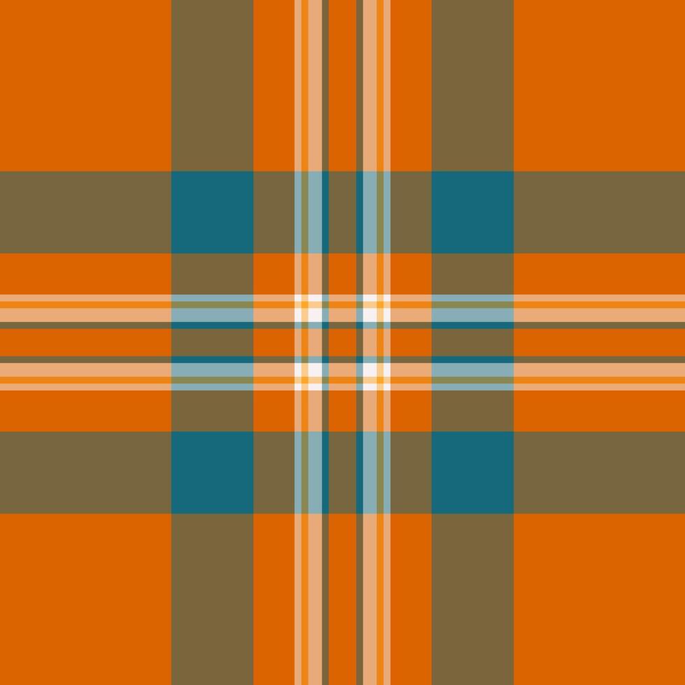 Hunter seamless plaid texture, neutral background pattern check. Windowpane fabric tartan textile in orange and amber colors. vector