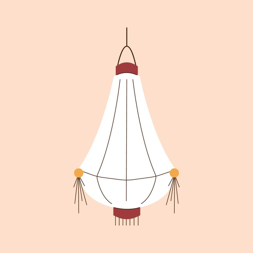 Traditional Chinese lantern in flat style. Perfect for festive, cultural and Asian holiday design. Isolated on white background. vector