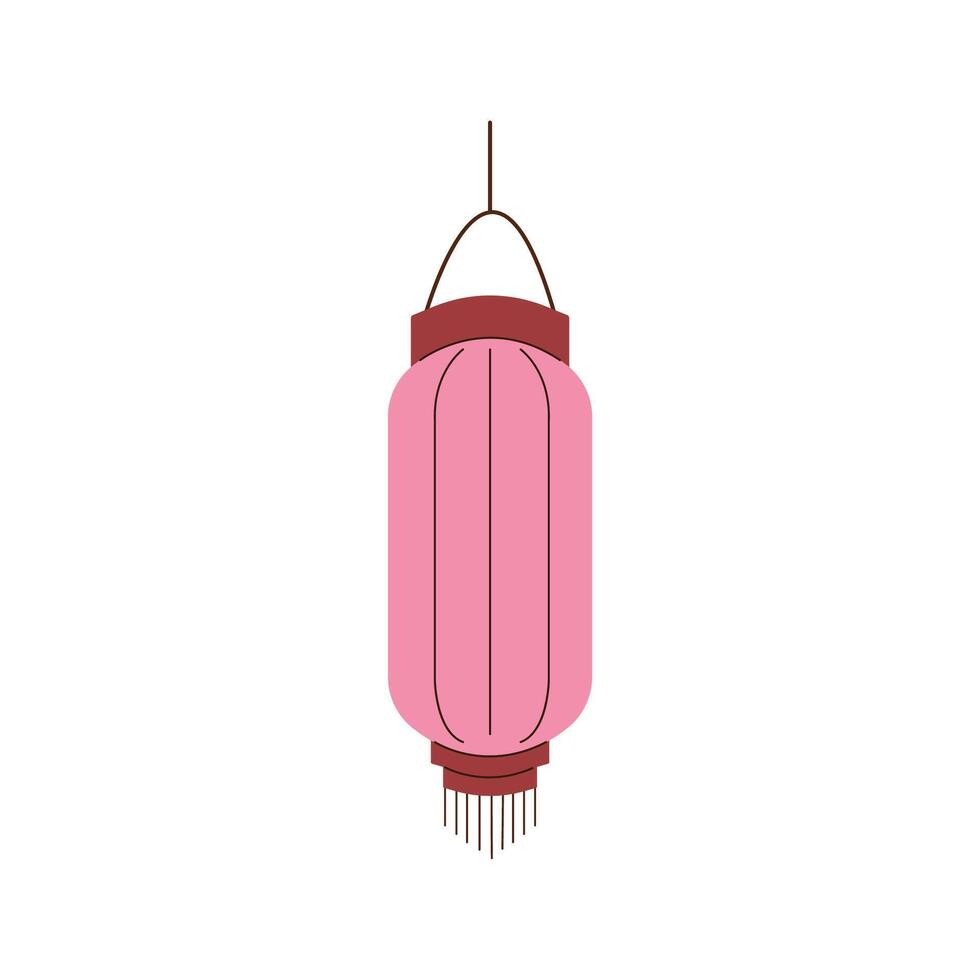 Pink Chinese lantern with a simple and elegant design in flat style. Aesthetic and cultural art perfect for festive and Asian themed project. Isolated on a white background. vector