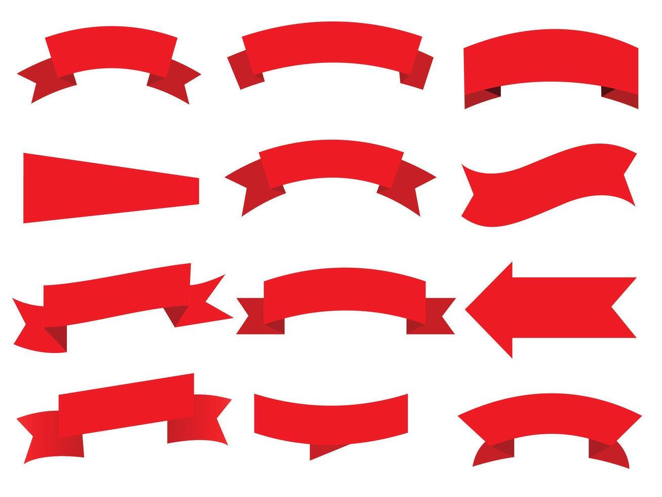 Set of Creative Red Ribbon Illustrations. vector