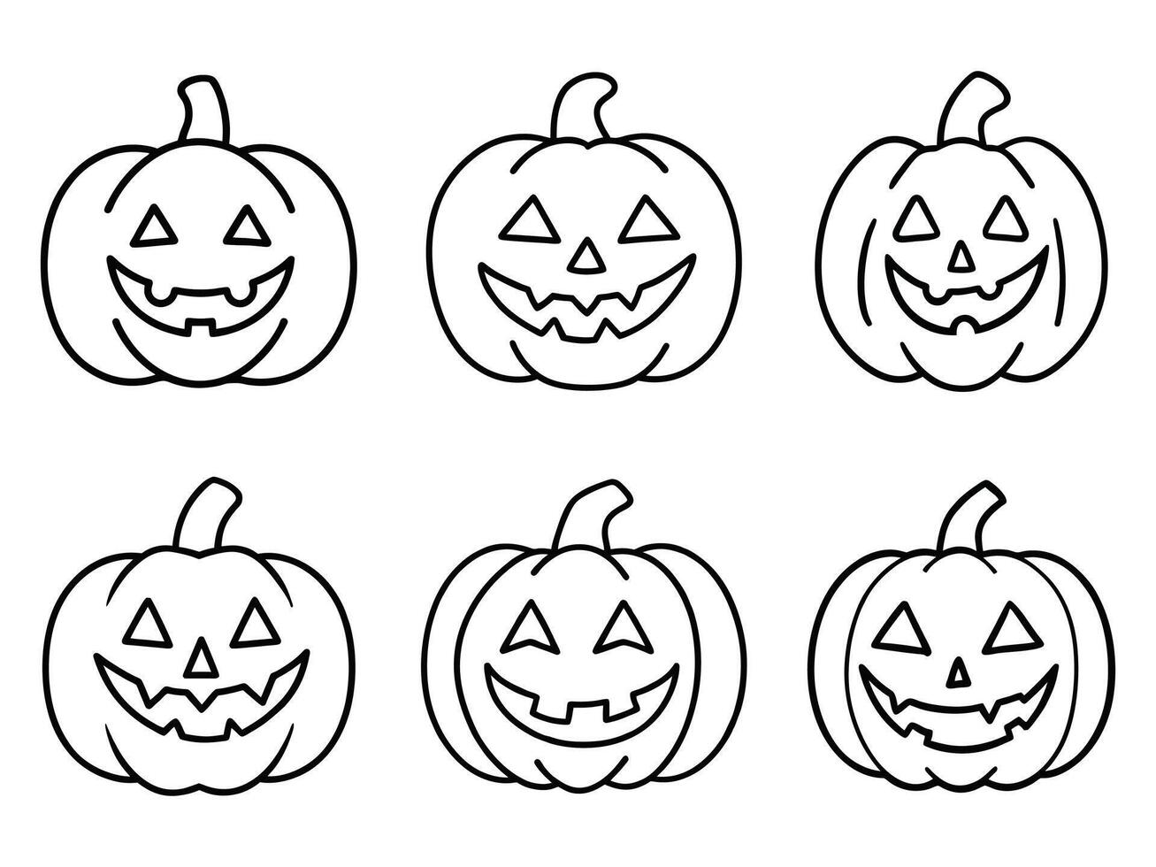 Set of Halloween Pumpkin Doodles - Hand-drawn Jack-o'-lantern Illustration. vector