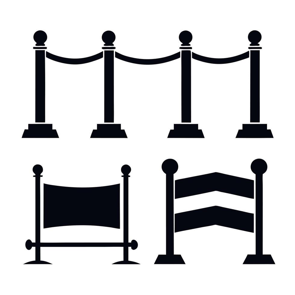 Barrier silhouette icon set design vector
