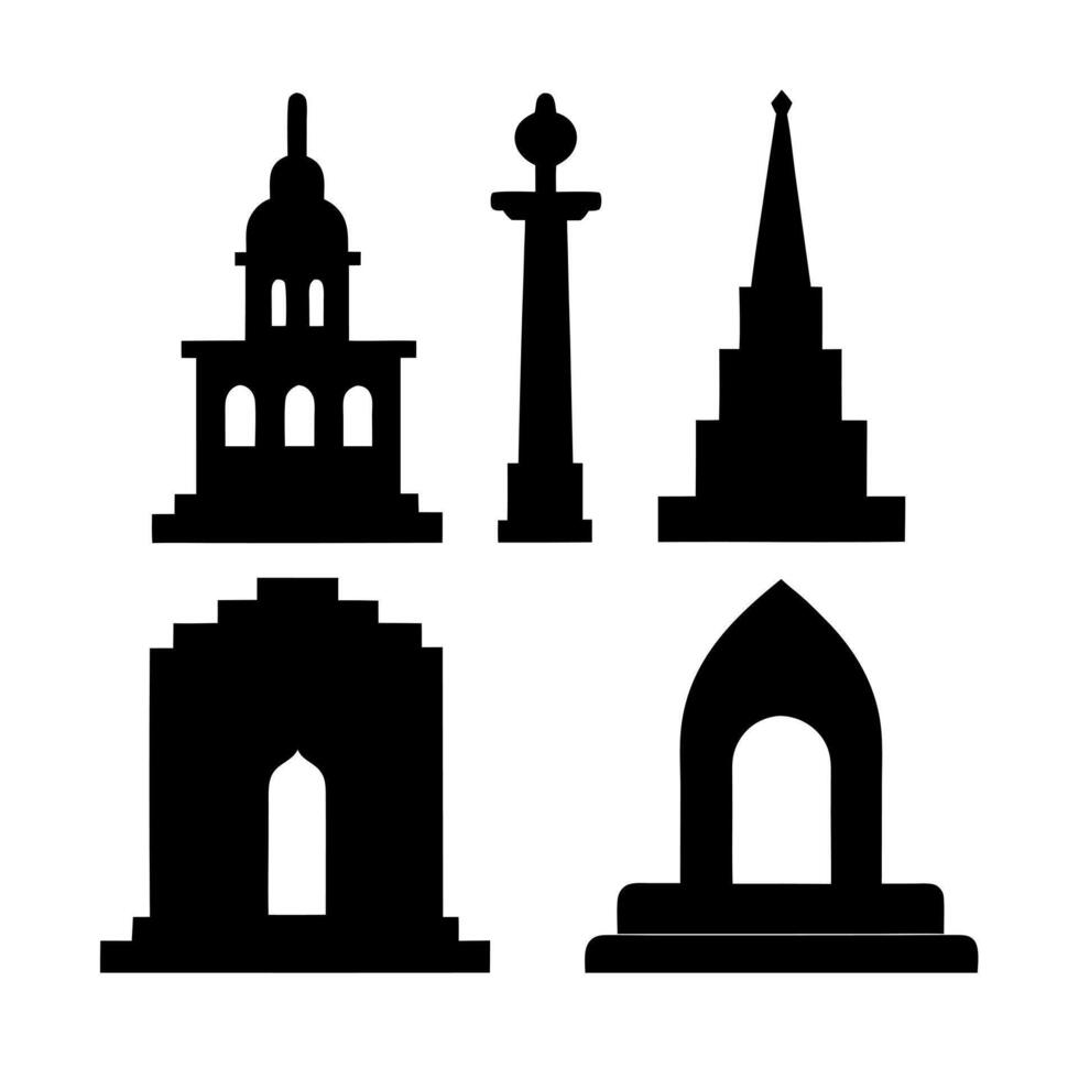 Monument silhouette icon set design vector