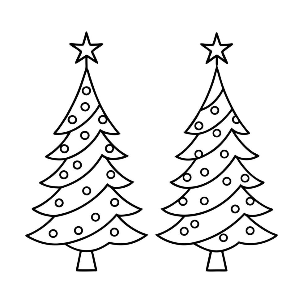 Christmas tree line art logo icon vector