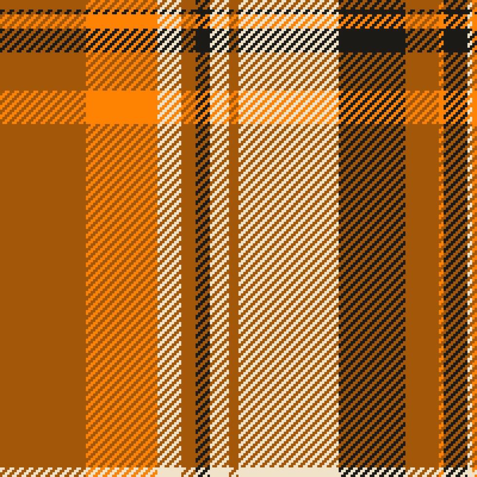 Canadian check pattern background, pixel fabric tartan textile. Mosaic plaid texture seamless in orange and light colors. vector