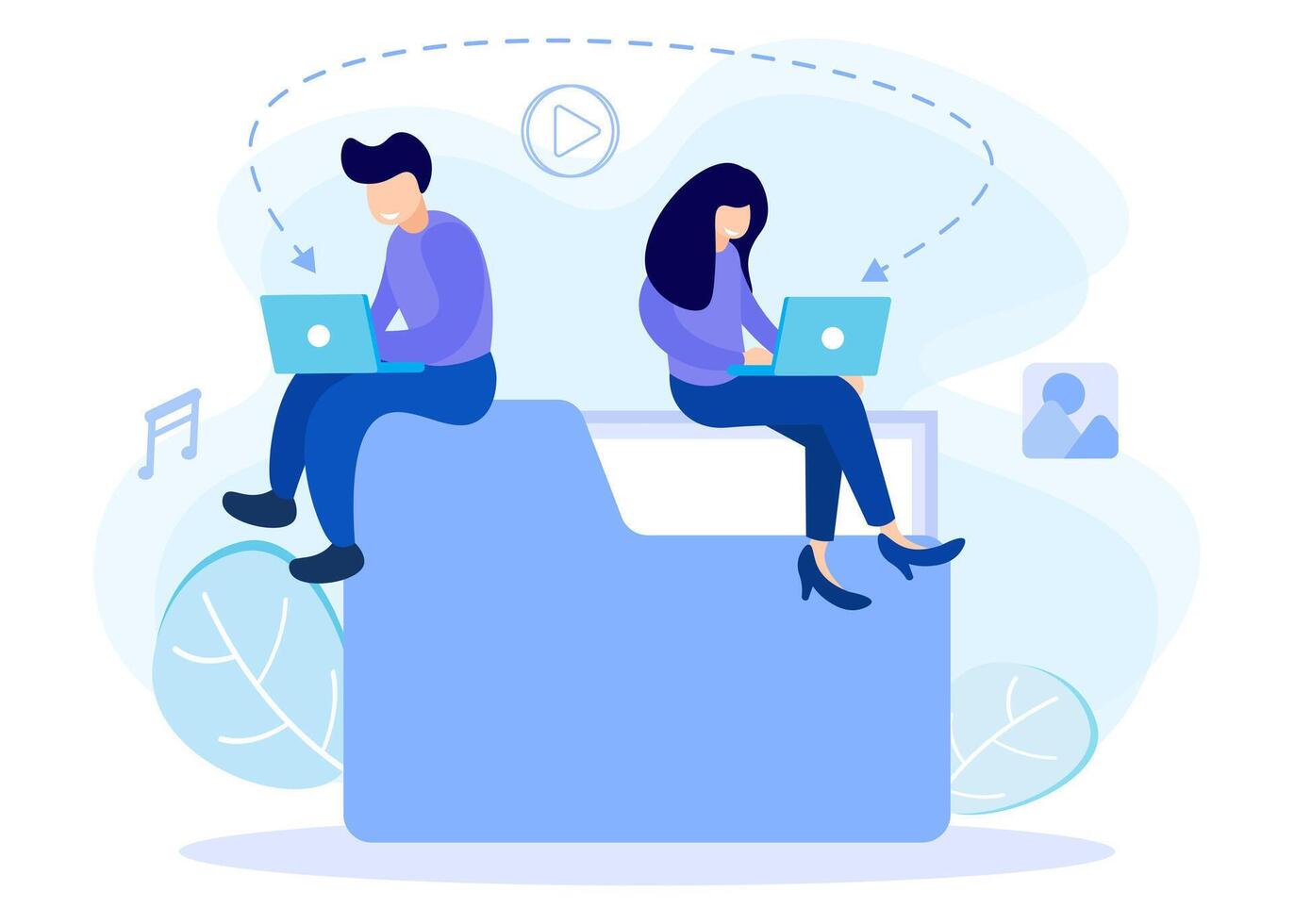 Illustration graphic cartoon character of sharing file vector
