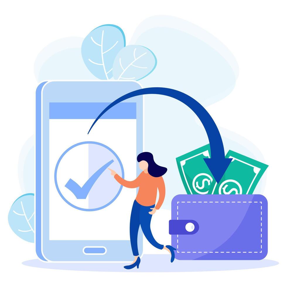 Illustration graphic cartoon character of e-wallet vector