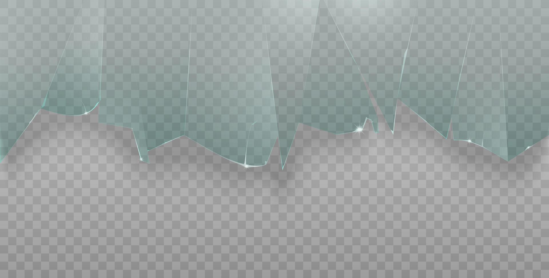 Broken glass seamless. Cracked realistic glass texture horizontally broken isolated on light background with shadow. vector