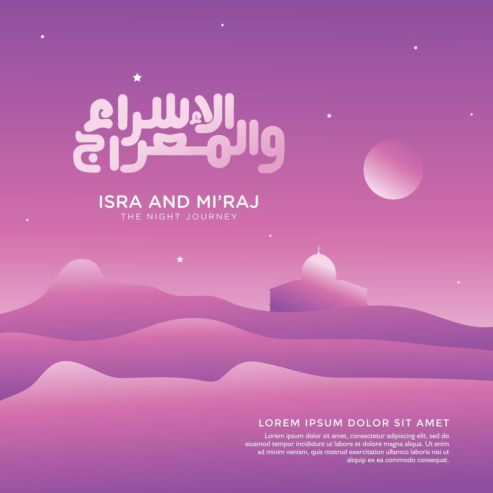 Isra and miraj islamic greeting card illustration vector