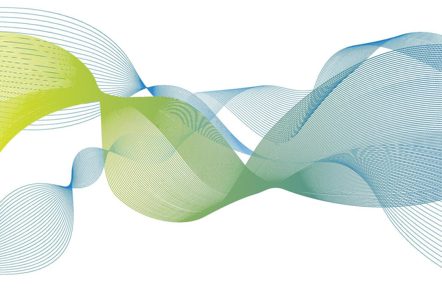 Abstract background with flowing green and blue striped waves vector