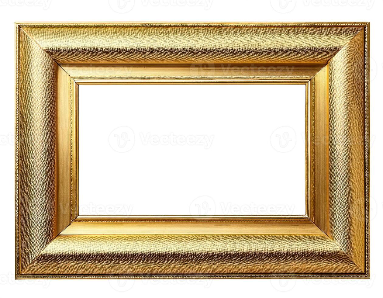 empty gold picture frame isolated on white background photo