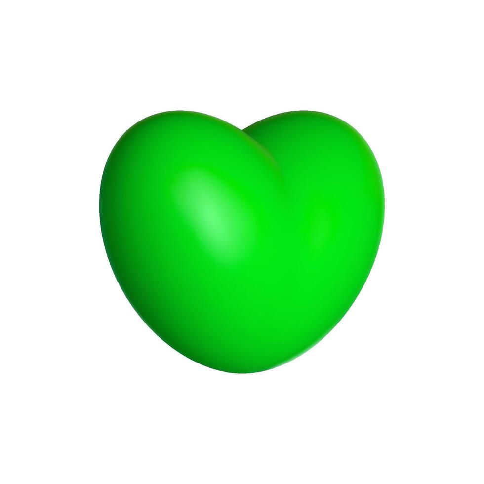 3d Green Heart Icon Realistic Illustration Isolated on White Background. vector