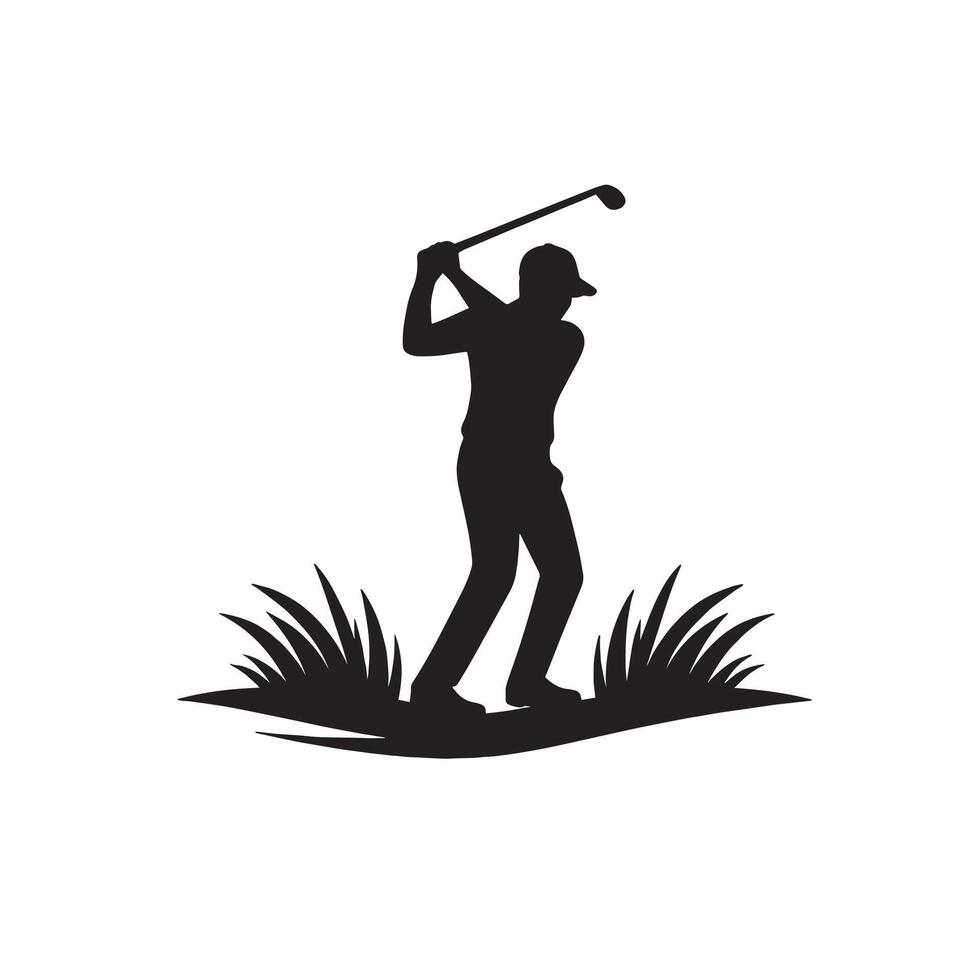 silhouette golfer playing golf on the field vector