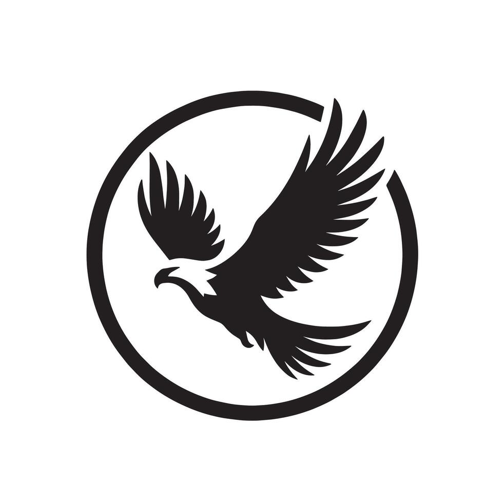 silhouette eagle in the circle vector