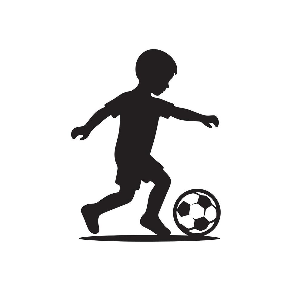 silhouette kid or boy playing ball vector