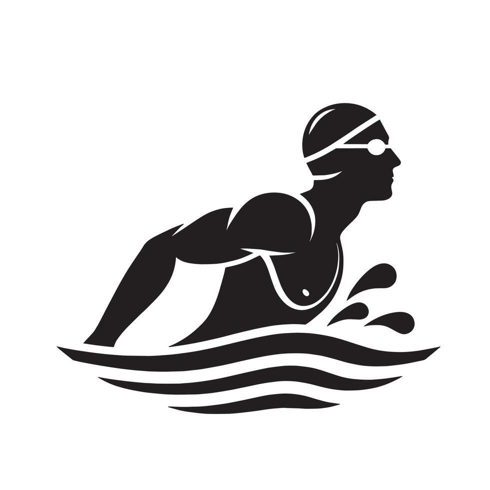 silhouette swimmer swimming on the pool vector