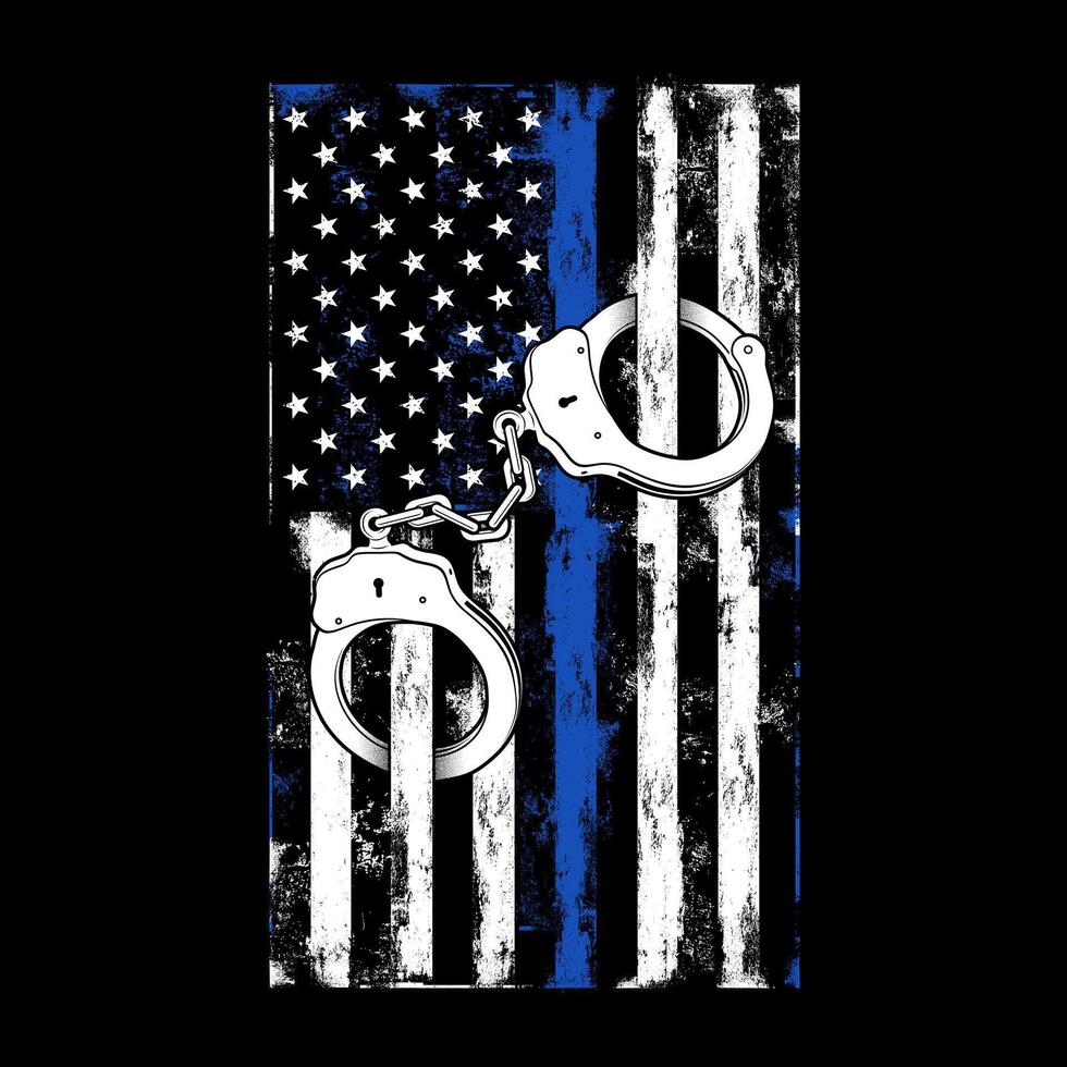 American Thin Blue Line, Police Officer and HandCuffs vector