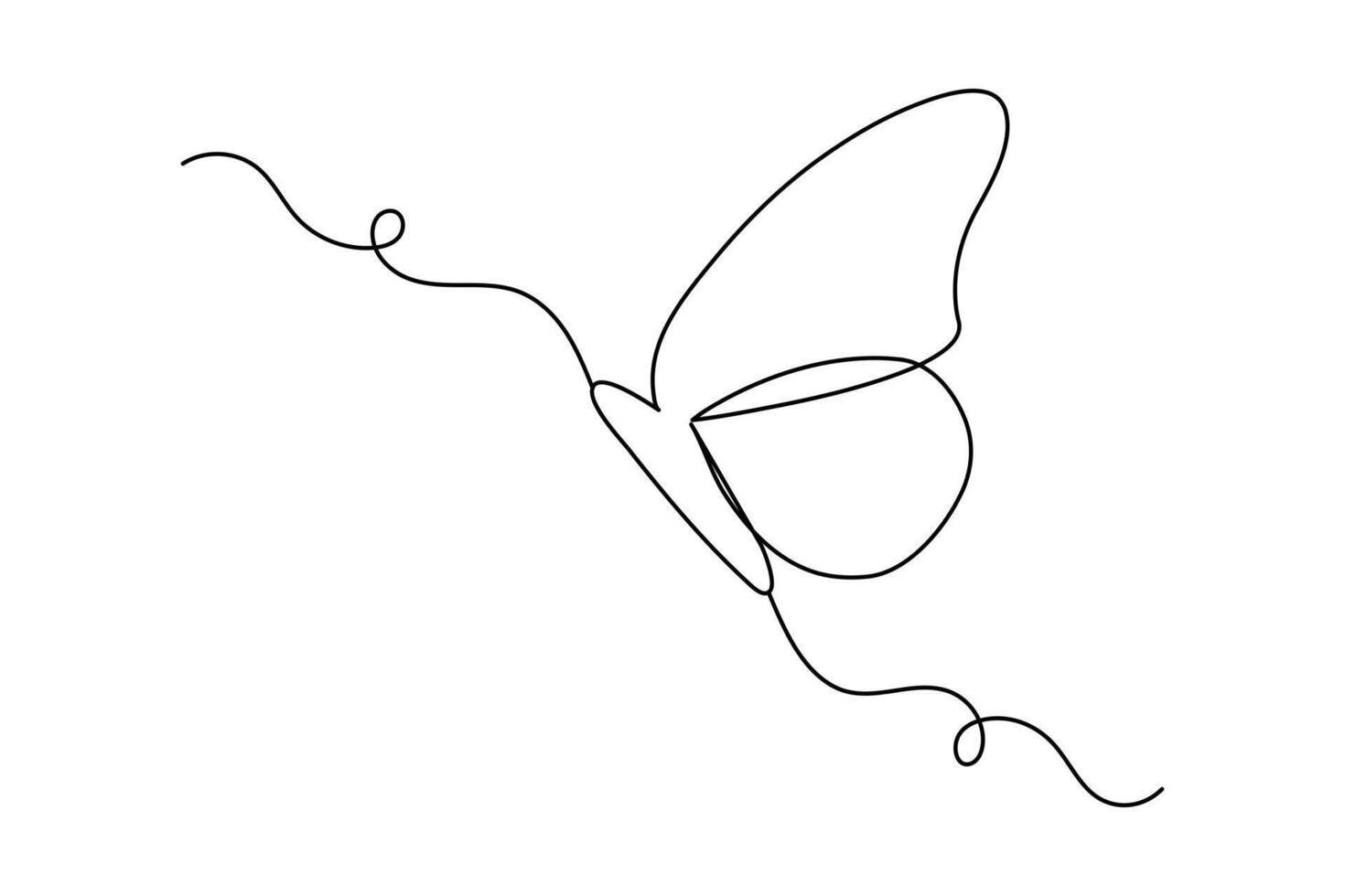 Butterfly one line drawing and continuous icon outline design vector