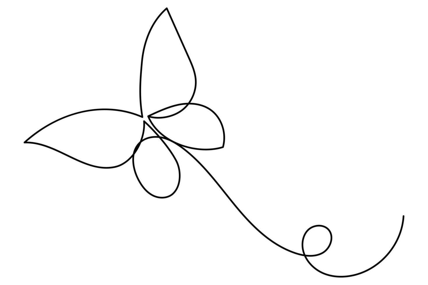 Butterfly one line art drawing and outline continuous icon design vector