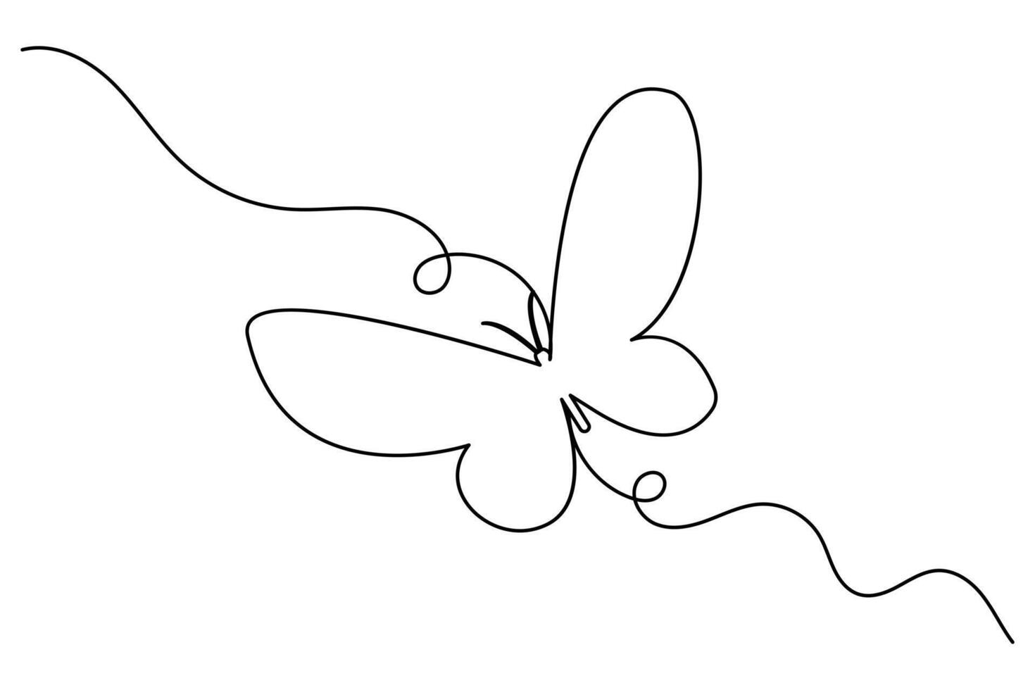 Butterfly one line drawing and flat outline continuous icon design vector