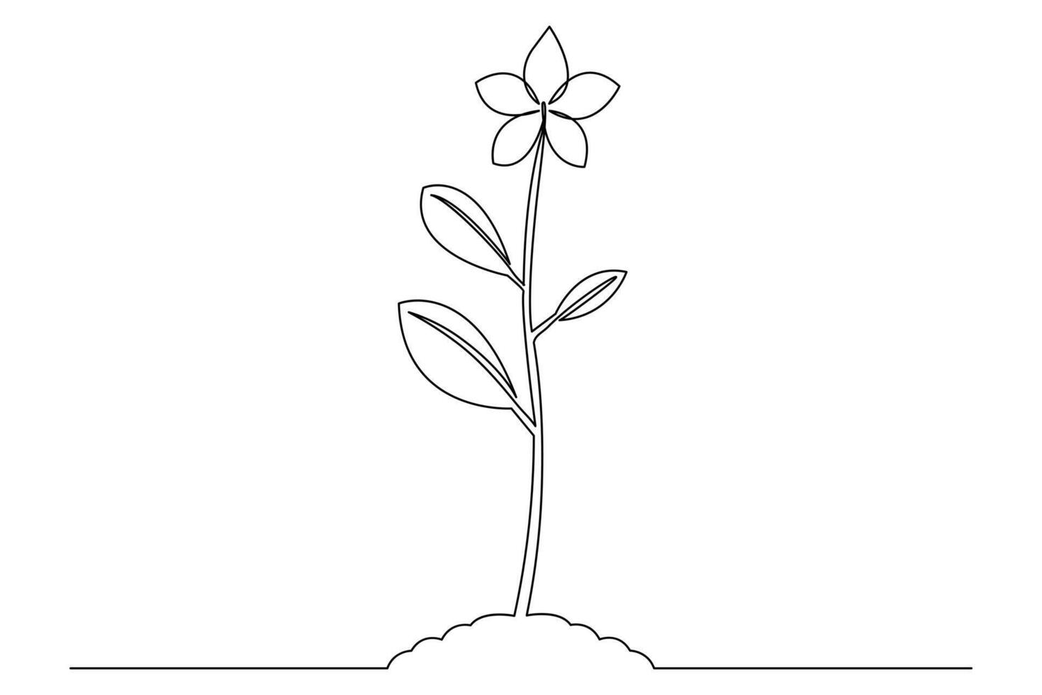 Growth plant processing one line drawing of tree outline flat icon vector