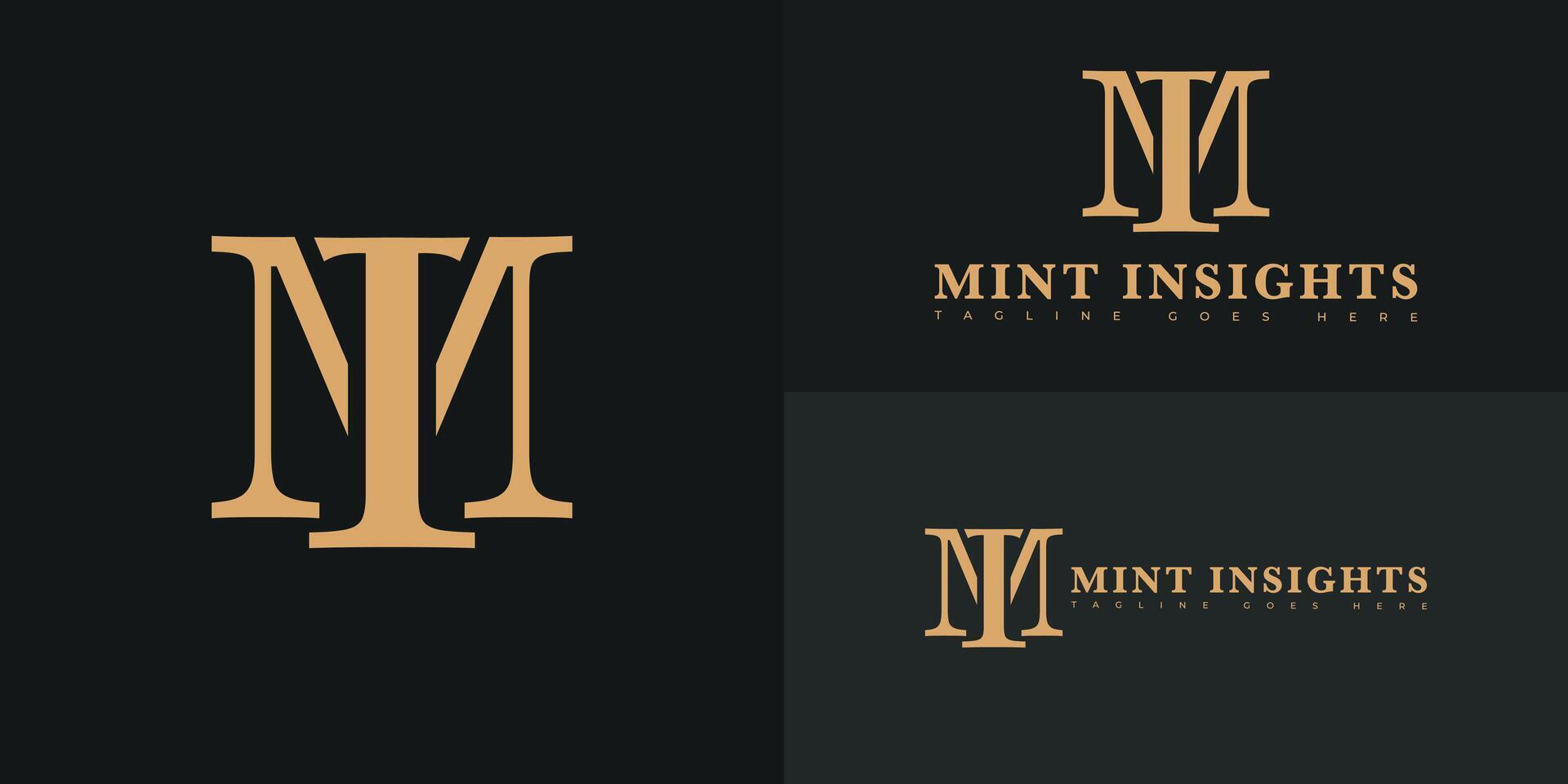 Modern initial letter MI or IM logo in gold color isolated on multiple background colors. The logo is suitable for tax consulting logo design inspiration templates. vector