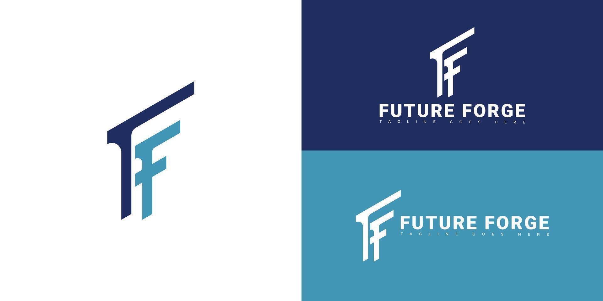 Modern initial letter F or FF logo in blue color isolated on multiple background colors. The logo is suitable for online course platform logo design inspiration templates. vector