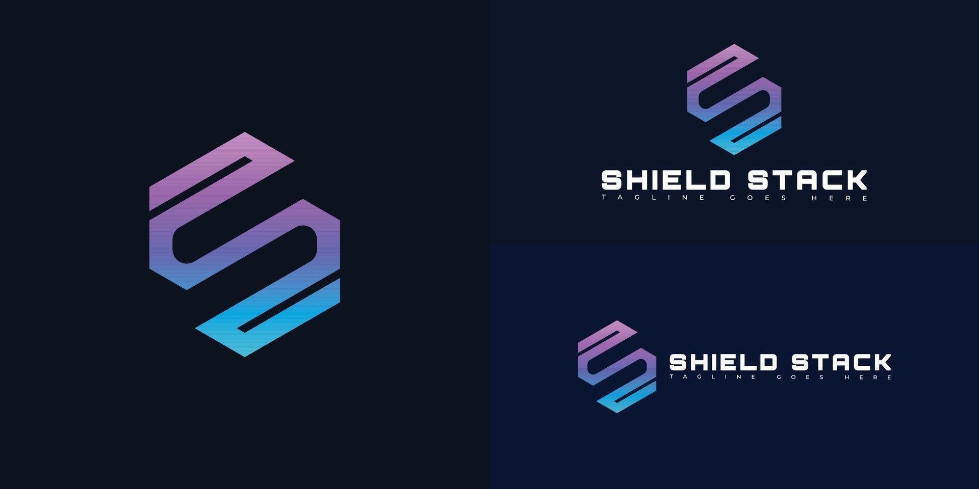 Modern initial hexagon letter S or SS logo in gradient color isolated on multiple background colors. The logo is suitable for cybersecurity company logo design inspiration templates. vector