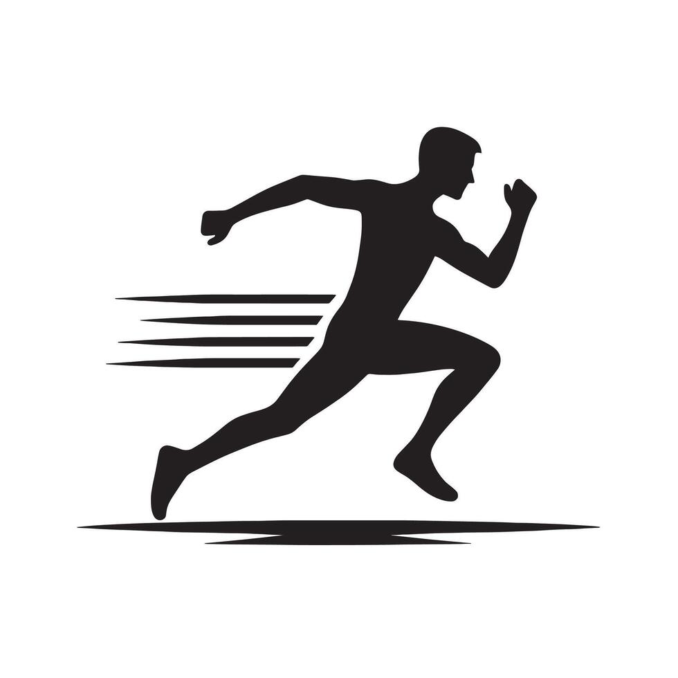 silhouette runner running on the road vector