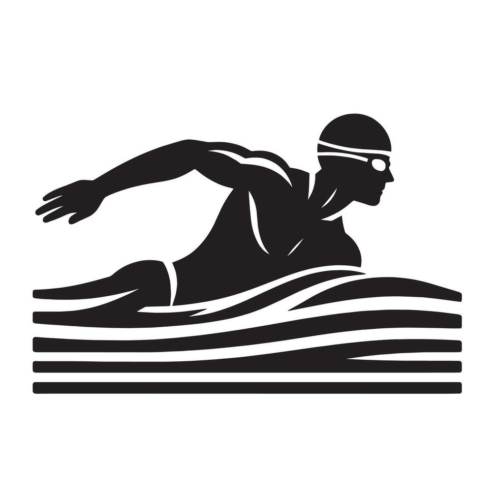 silhouette swimmer swimming on the pool vector