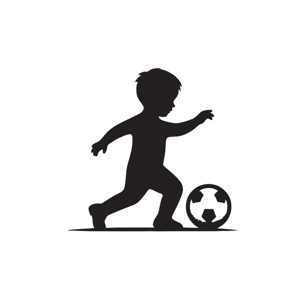 silhouette kid or boy playing ball vector