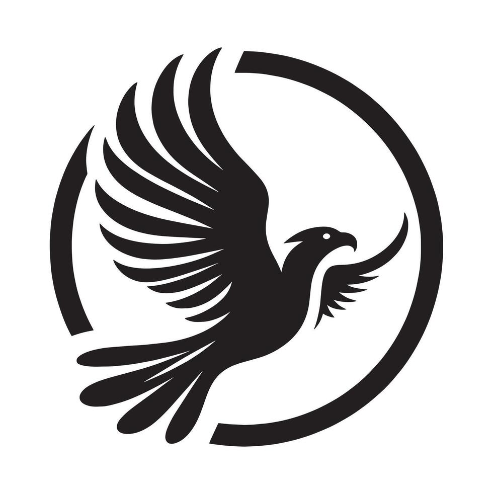 silhouette eagle in the circle vector