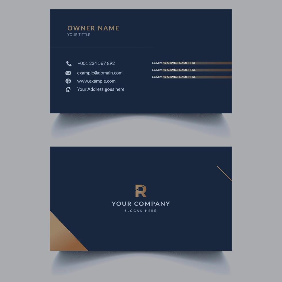 Modern business Card Template Design. Visiting Card Design, Creative Business Card Design. Navy Blue Business Card Design. vector