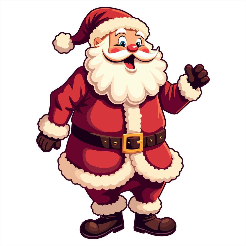 cute and Funny Santa Claus dancing colorful illustration isolated on a white background vector