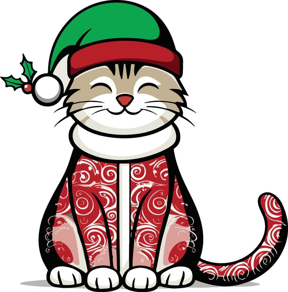 Funny Christmas cat ,cat Icon Set Design vector