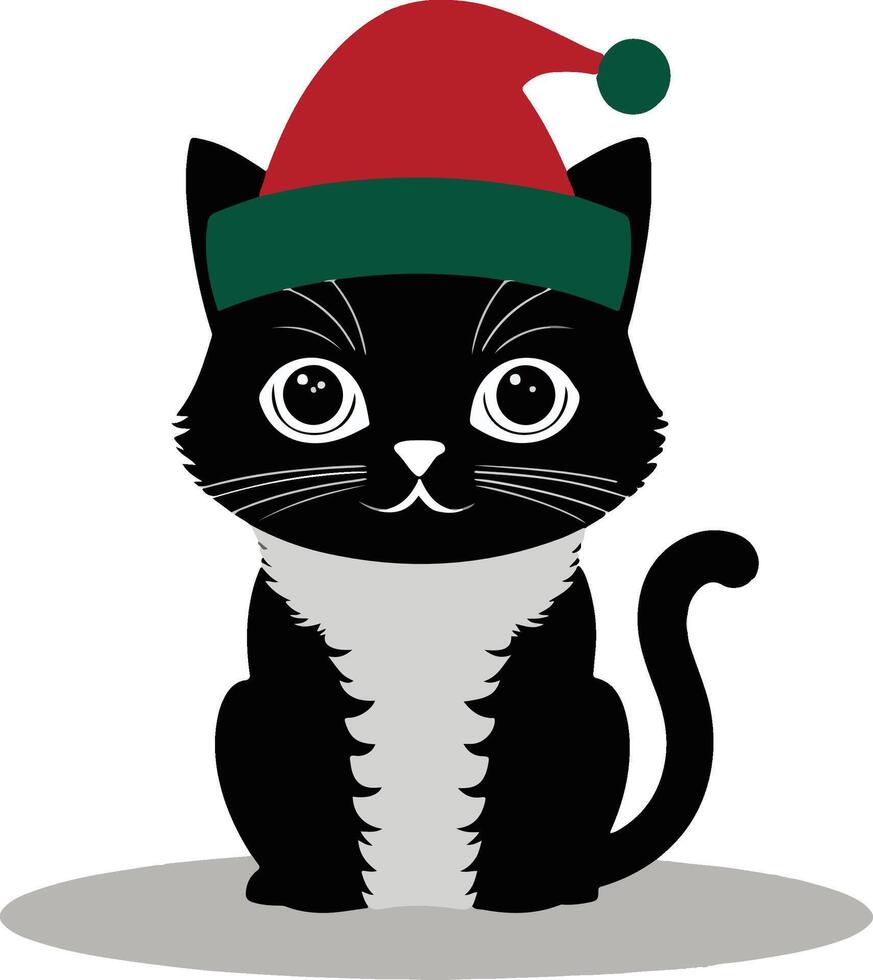 Cat with antlers its head and red nose ,cat Icon Set Design vector
